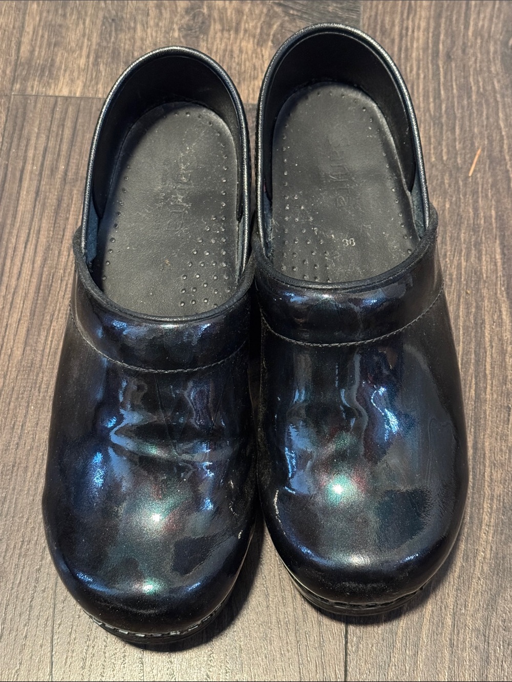 Sanita Black Patent Leather Clogs